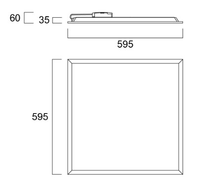kvadrāts 600x600 gaismeklis 60cm